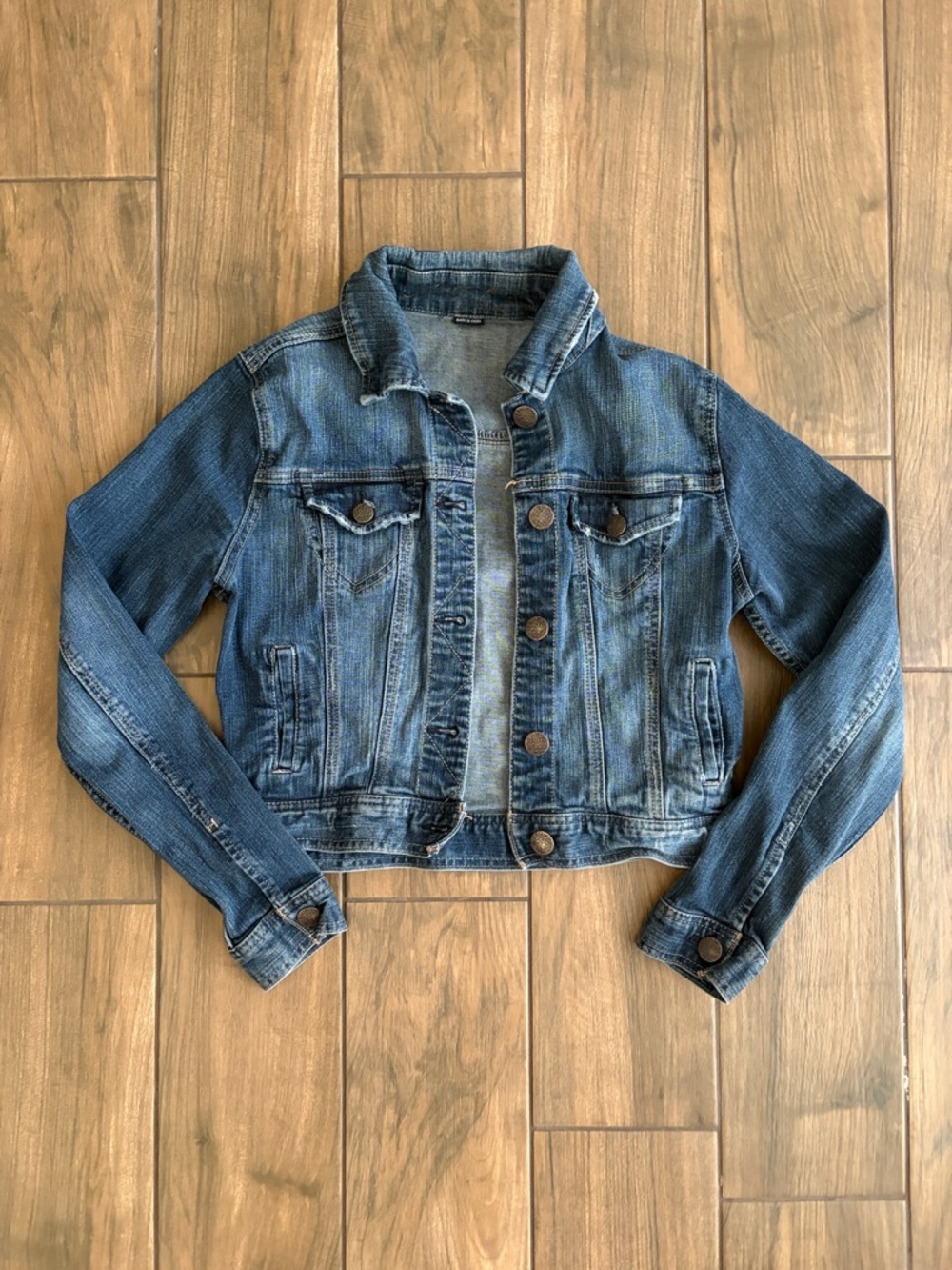 Celebrity Pink Distressed & Cropped Blue Denim Jacket
